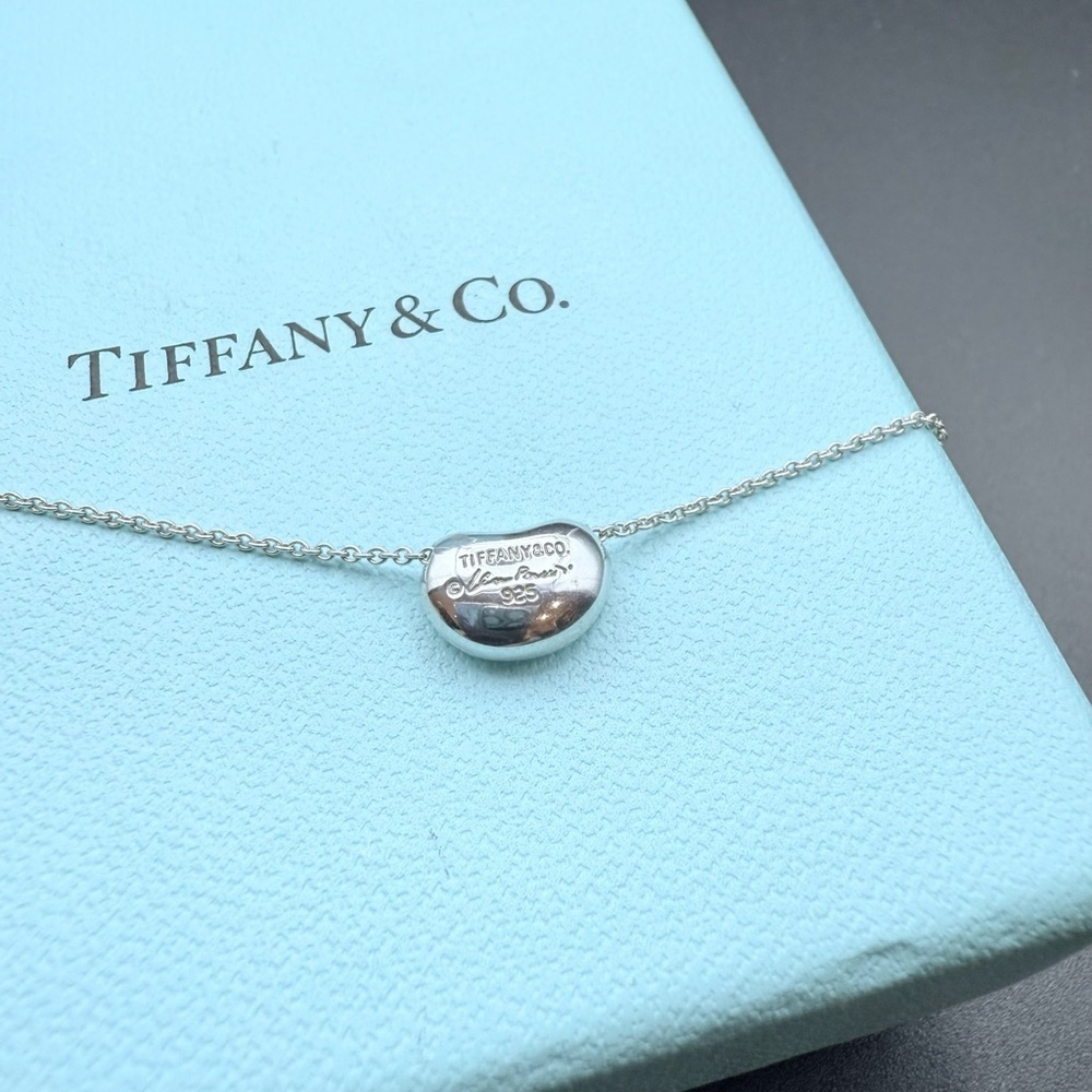 Tiffany & Co Elsa Peretti 11mm Mini Bean Necklace Pendant Sterling Silver 15.75” - Picture 6 of 8